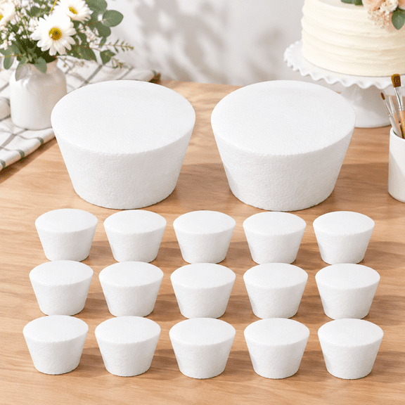 White Foam Cupcake Model for Cake Decorating, Wedding and Party Displays, 6.5cm