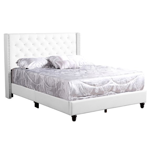 White Foam Filled Bed - Cozy Headboard Support - Bedroom Decor - Sturdy Bed for Years