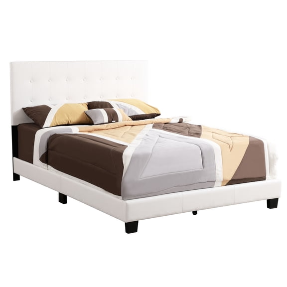 White Foam Filled Queen Bed Using PU / Ideal for Couples' Bedrooms