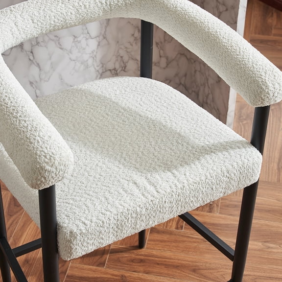 White Foam - Filled Stools - Curved Armrests for Comfort - Dining Room, Cafe - 2 Stools for Easy Setup
