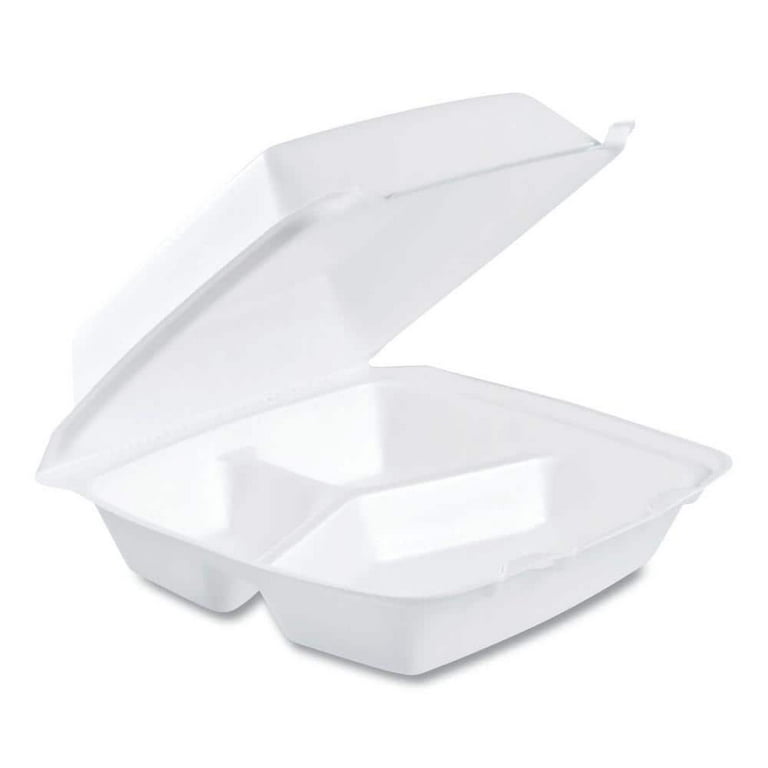 Foam Hinged Lid Containers, 3-Compartment, 8.38 x 7.78 x 3.25, 200/Carton Foam Hinged Lid Containers, 3-Compartment, 8.38 x 7.78 x 3.25, 200/Carton