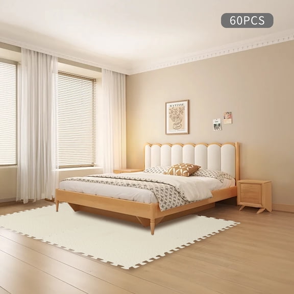 White Foam Puzzle Tiles, 30x30cm Each with Non-Slip Surface, Easy to Clean and Reusable, Perfect for Living Rooms and Offices