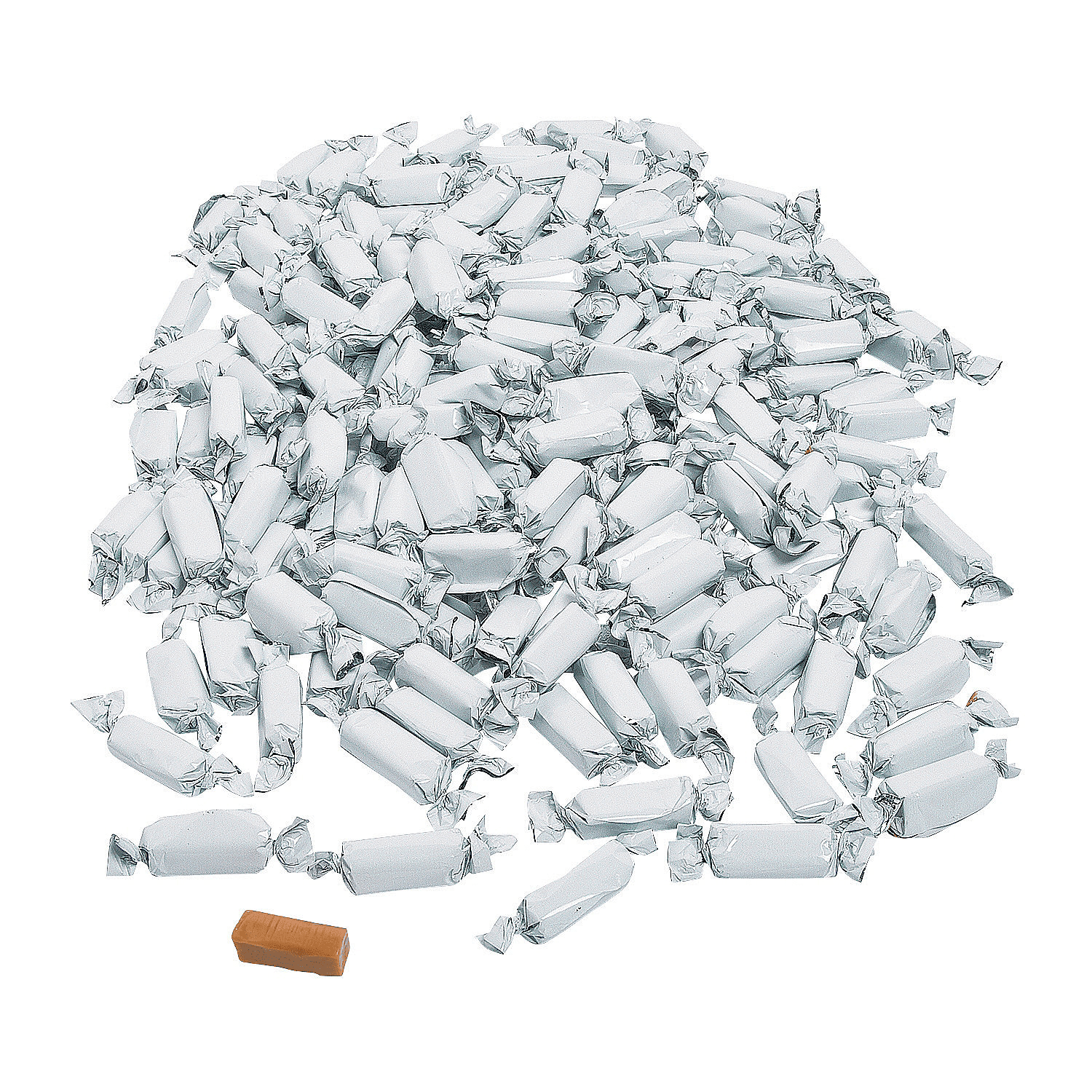 White Foil-Wrapped Caramels, 189 Pieces, Individually Wrapped, Candy Buffet, 2 lbs.