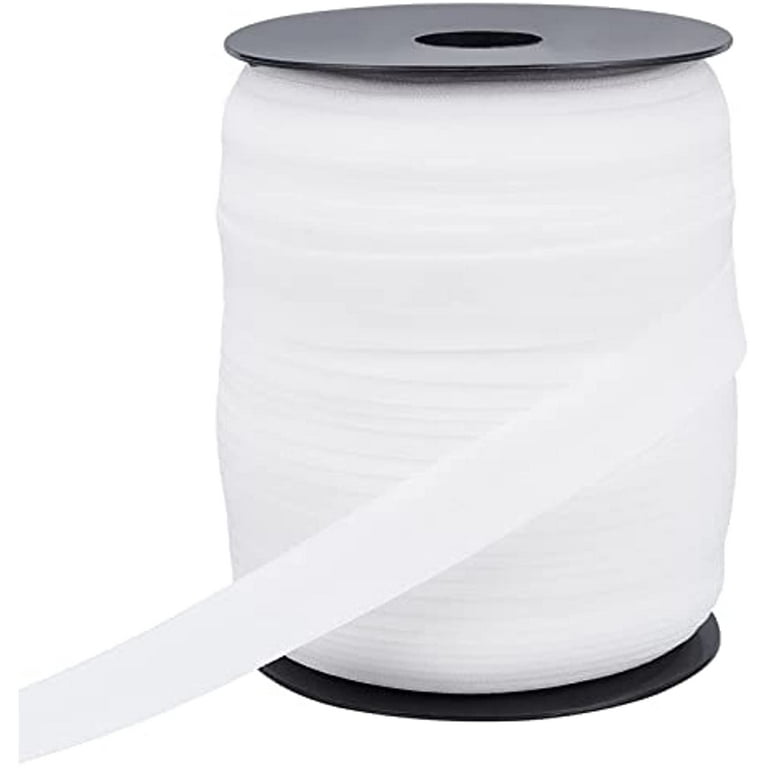 White Fold Over Elastic Ribbon 109 Yard Braided Stretch Strap Cord Solid  Color Sewing Ribbon 5/8 Inch Stretch Band Spool for Hair Ties Headbands