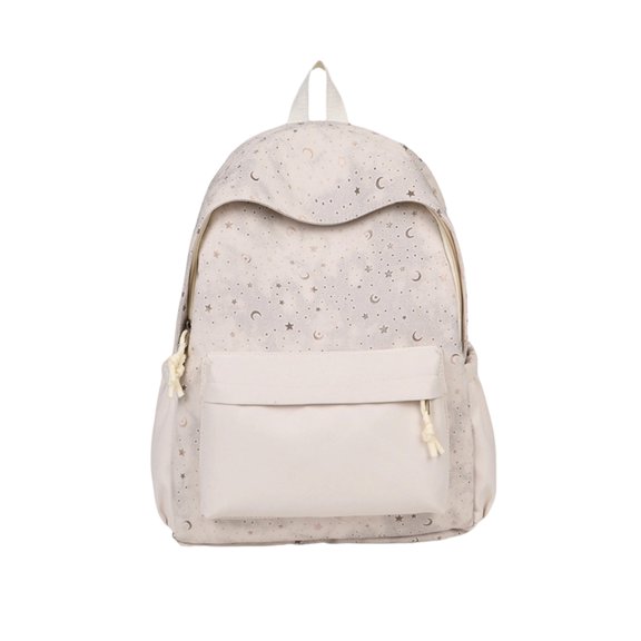 White Foldable Backpack Large Capacity Lightweight For Travel School Outdoor Use Multiple Pockets 42X30X15Cm Dimensions For Books And Laptop
