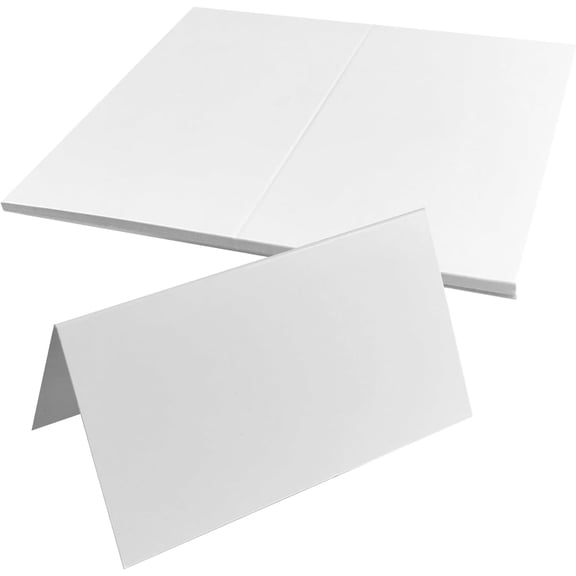 White Foldable Food Labels and Place Cards for Party Buffet, Wedding, Table Setting, Christmas, Dinner Events
