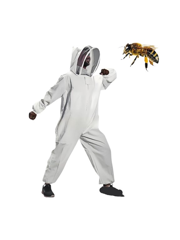 White Foldable Full Body Beekeeping Suit Integrated Sting Proof Protective
