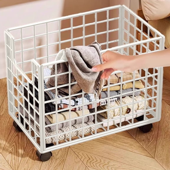 White Foldable Laundry Basket | Iron Frame Storage Bin | 44x40x28cm | Dirty Clothes Hamper for Bathroom & Bedroom