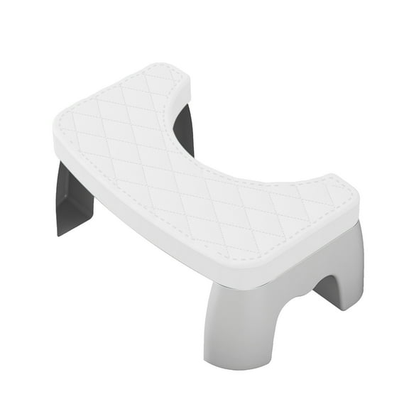White Foldable Plastic Toilet Stool Squatty Potty Style Foot Rest Non Slip Stackable For Bathroom Home 16.5X9.8X6.7 Inch