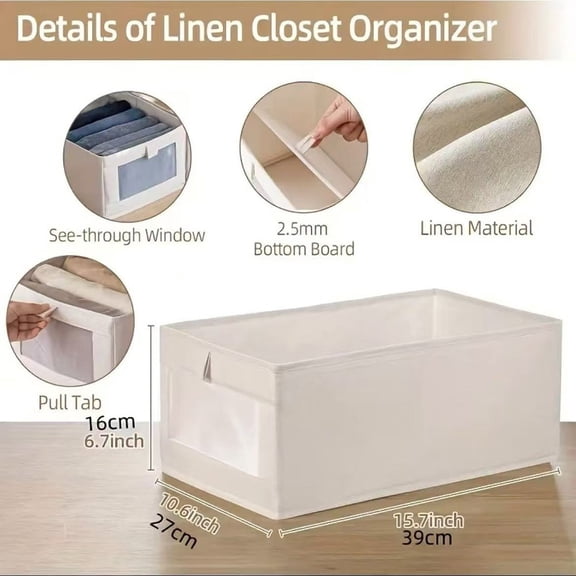 White Foldable Storage Bin with Transparent Window Fabric Organizer for Home
