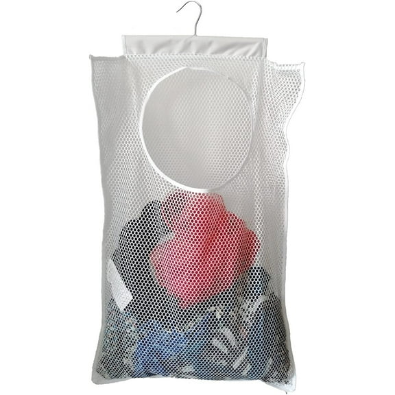 White Foldable Storage Pocket,Mesh Storage Bag,Portable Space Saver,Hanging Shower Caddy,Breathable Mesh Laundry Hamper