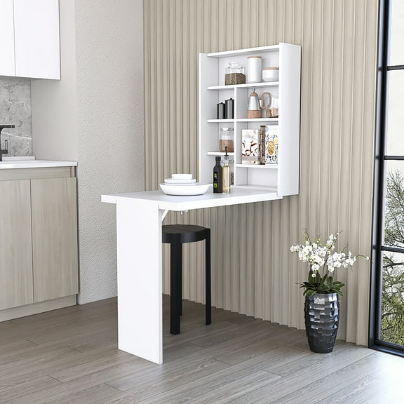 White Foldable Table With Seven Different-size Shelves - Wonderful Space-saving Extra Storage For Any Deck Shelf Parts Unbelievable Utility Room