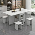 thumbnail image 1 of White Folding Drop Leaf Dining Table Set for 4, 47.2" MDF Space-Saving Table with 4 Chairs, Kitchen/Dining Room Furniture, Foldable Design, Easy Clean., 1 of 13