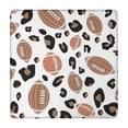 thumbnail image 1 of White Footballs with Leopard Spots Pattern Square Fitted Tablecloth with Elastic Edge,Square Table Cover,Washable Elastic Table Cover for Home Kitchen Party Decor 34"x34", 1 of 6