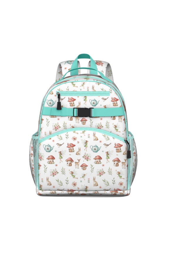 White Forest Fairy Pattern Backpack for School,Cute School Bag,Schoolbag with Adjustable Shoulder Straps & Padded Back,15.25"x11.5"x5.25"