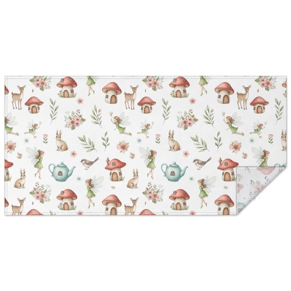 White Forest Fairy Pattern Rectangle Tablecloth 60"x120",Waterproof Polyester Rectangle Table Cloth, Wipeable Spillproof Polyester Tablecloth for Dining, Camping, Indoor and Outdoor
