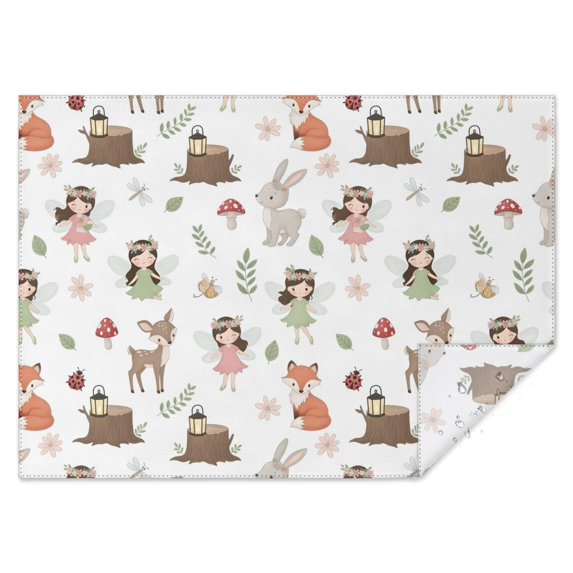 White Forest Fairy Pattern Rectangle Tablecloth 60"x84",Waterproof Polyester Rectangle Table Cloth, Wipeable Spillproof Polyester Tablecloth for Dining, Camping, Indoor and Outdoor