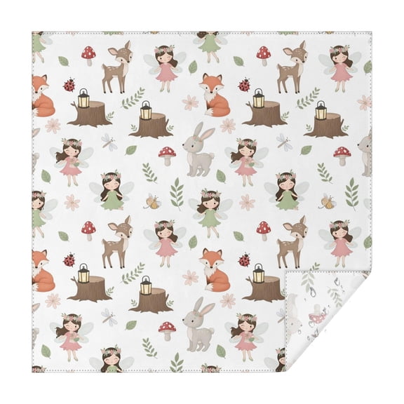 White Forest Fairy Pattern Square Tablecloth,Waterproof Square Table Cover,Wipeable Spillproof Washable Table Cover for Home Kitchen Party Decor 42"X42"(107x107cm)