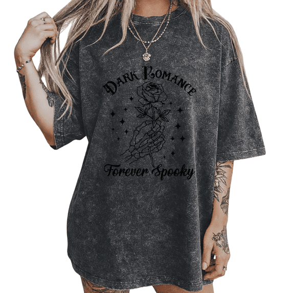 White Forever Spooky Skeleton Rose Print T-Shirt Graphic Tees Shirts Gothic Academia Aesthetic S-5XL Mystical Tops