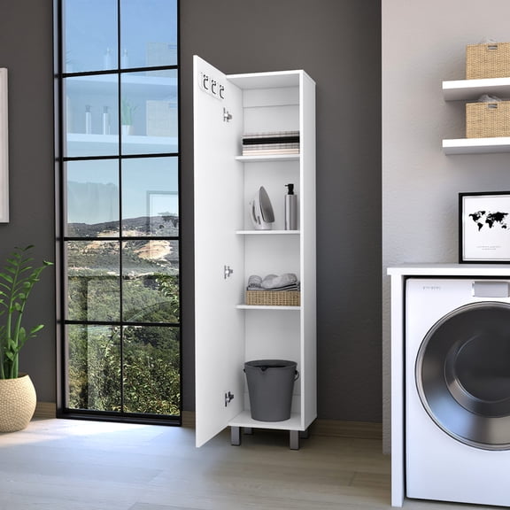 White Four-shelf Storage Solution / Secure Items, Suitable for All Rooms