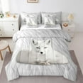 thumbnail image 1 of White Fox 7 Piece Bed In A Bag,White Fox Comforter Set,Animal Bedding Set,Jungle Aesthetic Animals Quilt with Flat Fitted Sheet Queen, 1 of 5