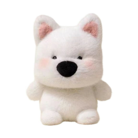 White Fox-Like Plush Animal Doll, Soft Huggable Stuffed Companion with Pink Accent Ears, desktop & Bedroom Ornament, Study Buddy, Thoughtful Gifting Option for Kids, Teens and