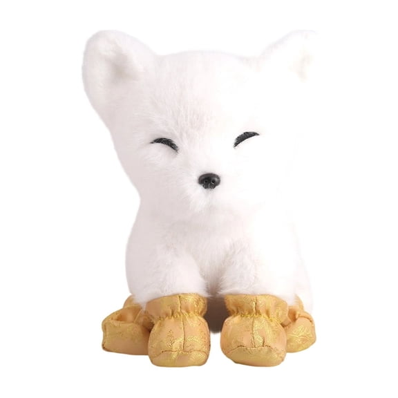 White Fox Plush Toy, 9in Arctic Fox Stuffed Animal, Soft Wildlife Doll, Fluffy Fox Plushie, Decorative Animal Ornament, Miniature Plush Hug Pillow
