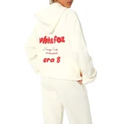 White Fox Women's 2 Piece Outfits, Letter Long Sleeve Pullover Hoodie and Sweatpants, Comfy Fleece Hoodies Sweatshirt Joggers Pant Tracksuit Set