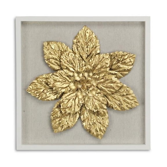 White Framed Gold Flower Picture Wall Decor