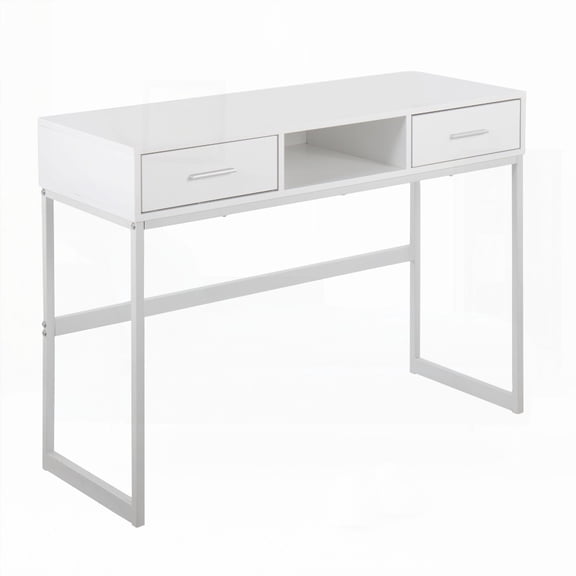 White Franklin Console Table by LumiSource - Engineered Wood Top & Extra Nook for Easy Access