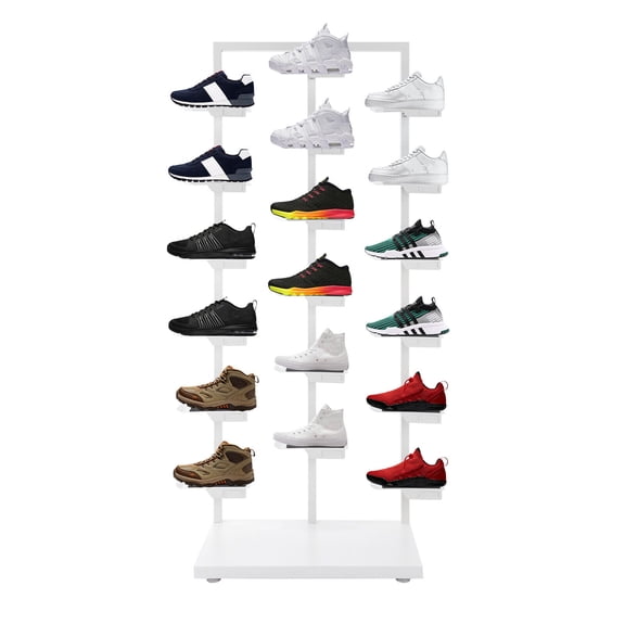 White Free Standing Clothing Store Shoe Rack Display Rack, Shoe Rack, Shoe Organizer Stand, Retail Boutique Shoe Display Shelf, for Home Store