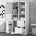 White Freestanding Bathroom Storage with Doors Drawers and