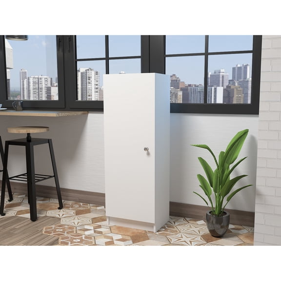 White Freestanding Cabinet with 3 - 4 Shelves / Great for Mudroom Storage