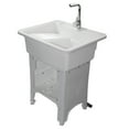 White Freestanding Plastic Laundry Sink Utility Tub with Inlet Pipe and