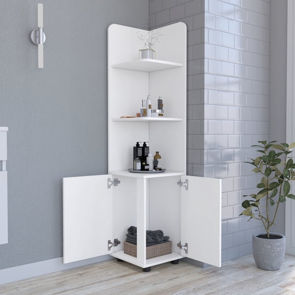 White Freestanding Storage Cabinet | Applicable in All Home Areas | High - Quality Particle Board | Long - lasting Storage Option