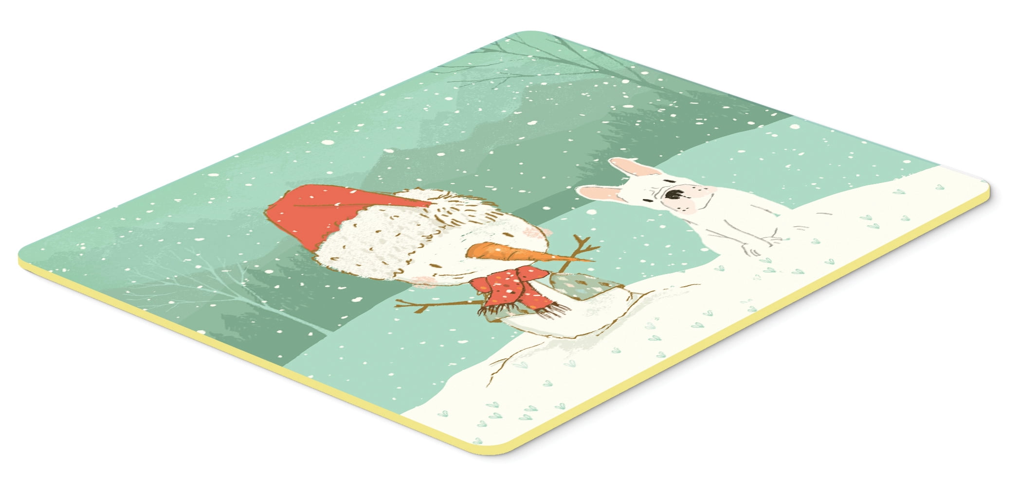 White French Bulldog Snowman Christmas Kitchen or Bath Mat 24x36