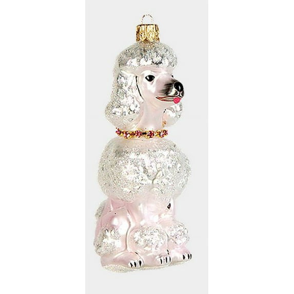 White French Poodle Polish Mouth Blown Glass Christmas Ornament Dog Decoration