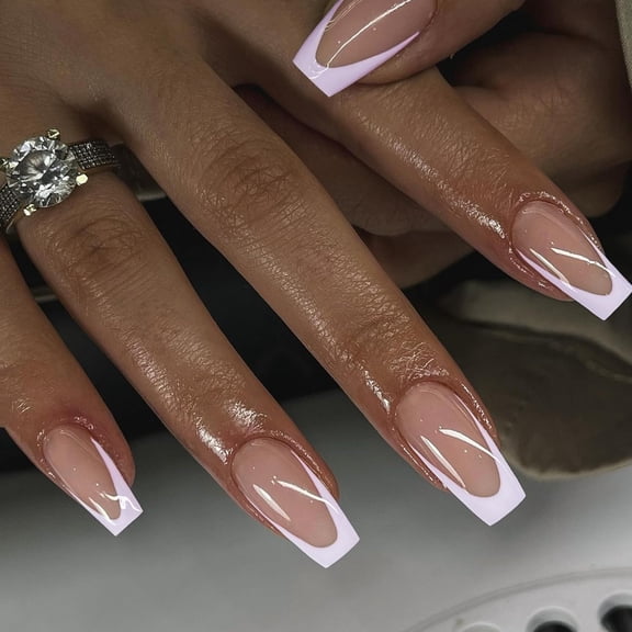 White French Press on Nails Long Square and Toe Nails Set, Glue on Nails and Fake Toe Nails,Artificial Nails Long Length and Nails for Toes,Fake Nails and Fake Toenails for Women in 24 PCS White