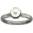 thumbnail image 1 of White Freshwater Cultured Pearl Sterling Silver Black-Plate Ring, 1 of 5