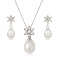 thumbnail image 1 of Yami 925 Sterling Silver Freshwater Pearl Necklace and Earrings Set for Women, 9-10mm White Teardrop Pearl Jewelry for her, 1 of 11