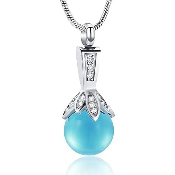White Freshwater Urn Necklace for Ashes Urns Pendant Memorial Cremation Necklaces Stainless Steel Ashes Necklace for Men Women