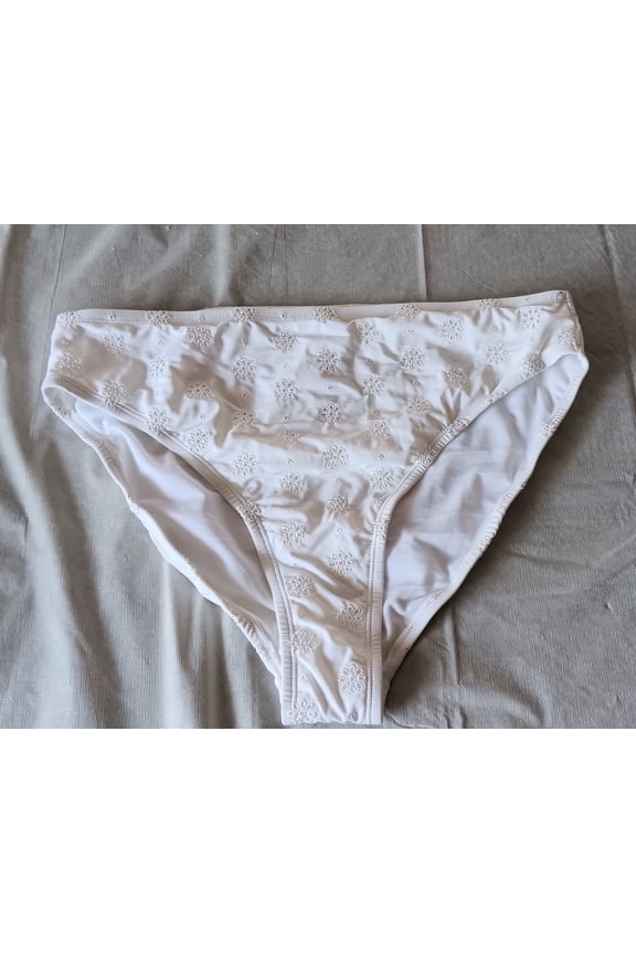 White Front Scoop Waist Low Rise High Leg Cheeky Bikini Bottoms