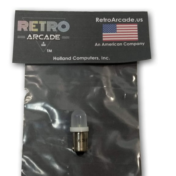 White Frosted Pinball 6.3 Volt AC LED Round Replacement Bulbs 44/47 Bayonet Base BA9S