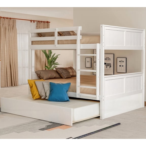 White Full Over Full Bunk Bed - Perfect for Family with Extra Space ( old sku: LP000250AAK )