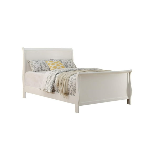 White Full Platform Bed with High Headboard and Footboard, Modern Style Wood Full Bed Frame with Slat Supports, Full Size Bed for Kids Teens Adults, No Box Spring Need