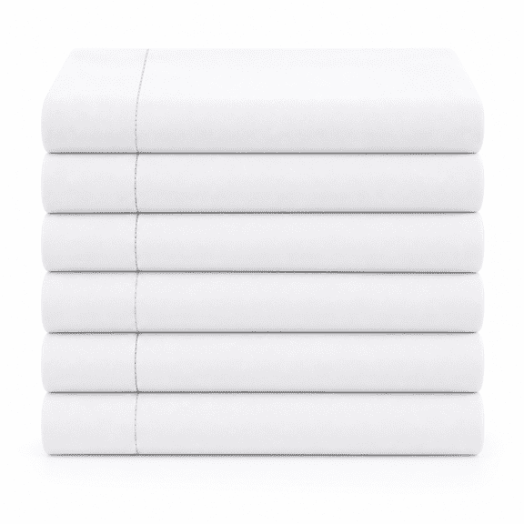 White Full Size 6 Pack Flat Bed Sheets
