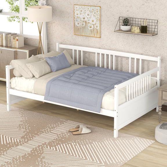 White Full Size Daybed With Secure Support Legs, Design, Multi-purpose For Bedroom & Living Room, Extra Storage Feature In White, Solid Build, For Facility