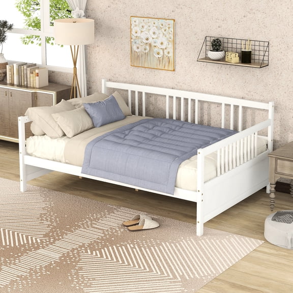 White Full Size Daybed With Support Legs, Multi-functional For Bedroom & Living Space, Extra Storage Provided Stable Construction, Ideal Room, Included