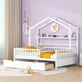 thumbnail image 1 of White Full Size House Bed with Drawer, Montessori-Style Bed for Kids, Teens, Boys & Girls, Wooden Frame with Roof Design and Storage Shelves, No Box Spring Needed, 1 of 5