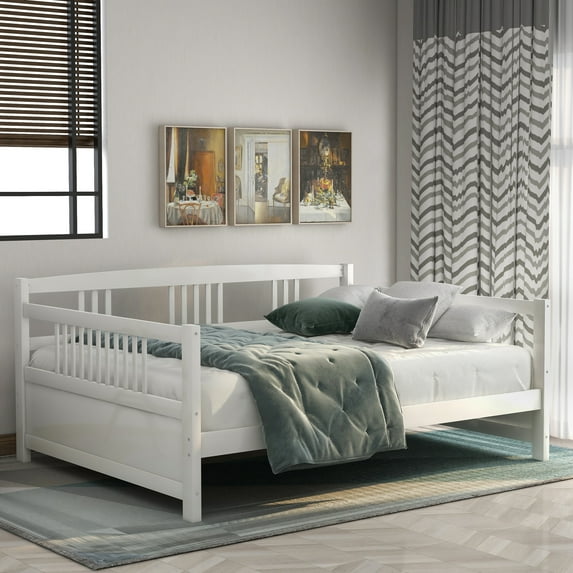 White Full Size Wood Daybed with Support Legs